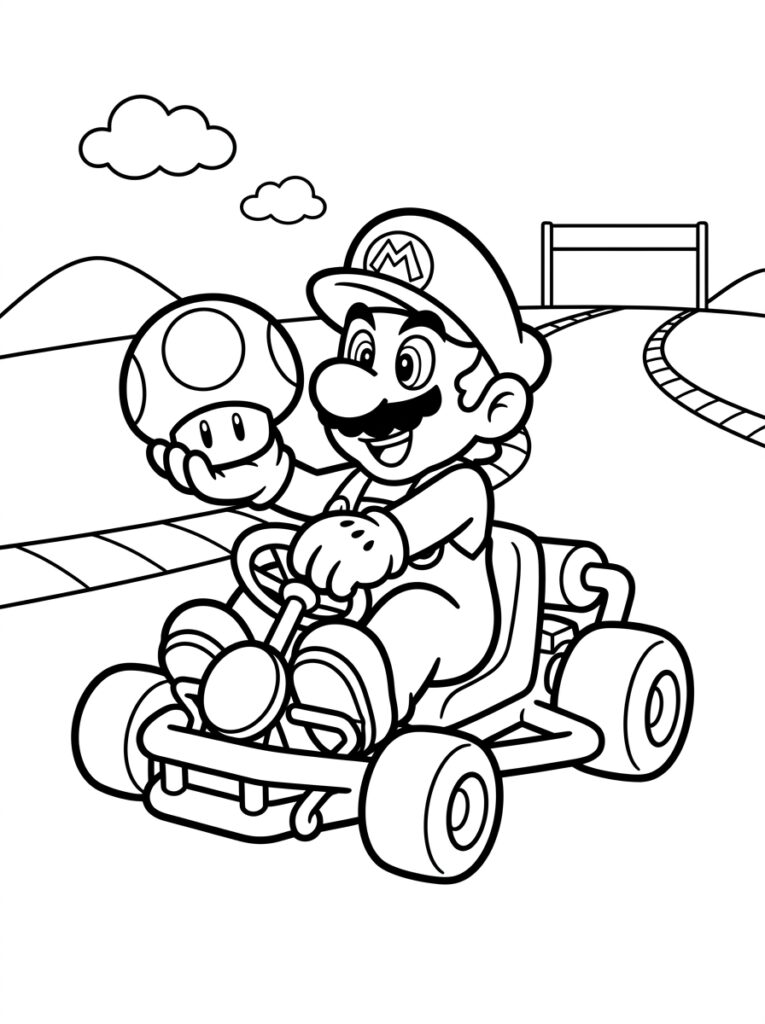 Mario en Toad samen in kart