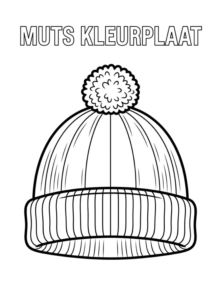 Muts met pompon en ribbelrand