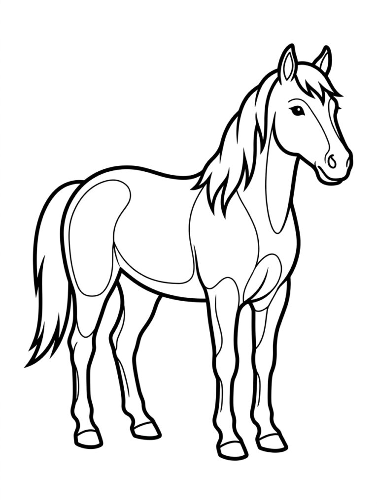 Paard met lange manen en staart