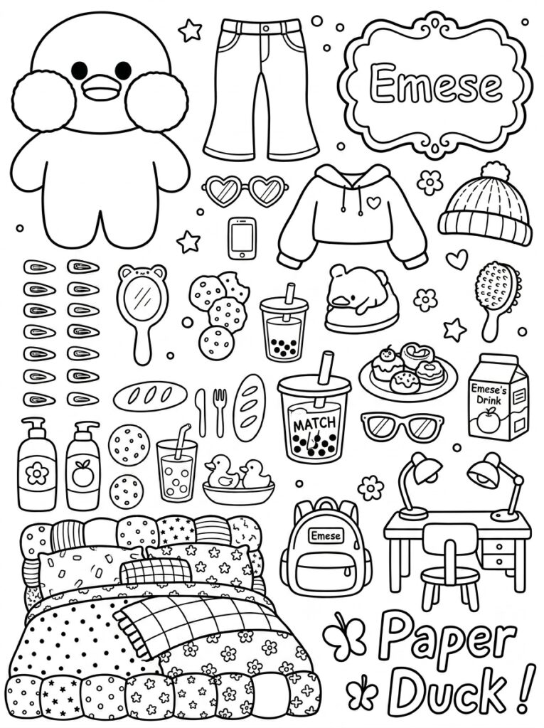 Paper Duck met hoodie, muts en schooltas