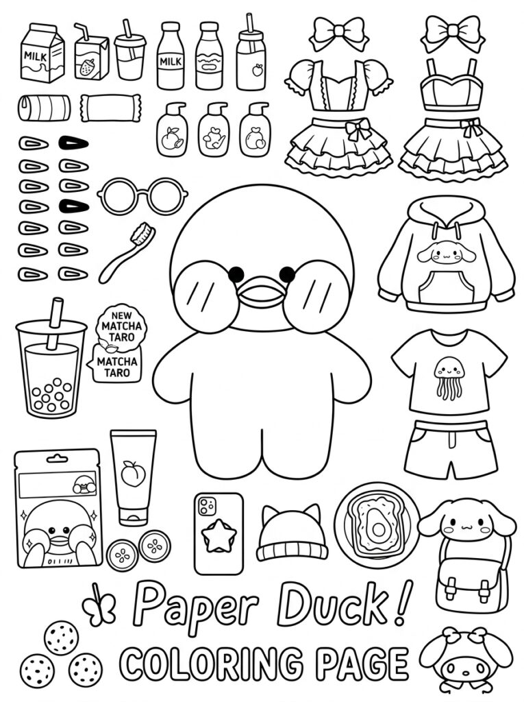 Paper Duck met hoodie beanie en matcha drinken