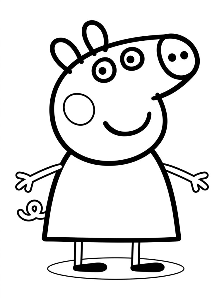 Peppa Pig staat lachend op een plas