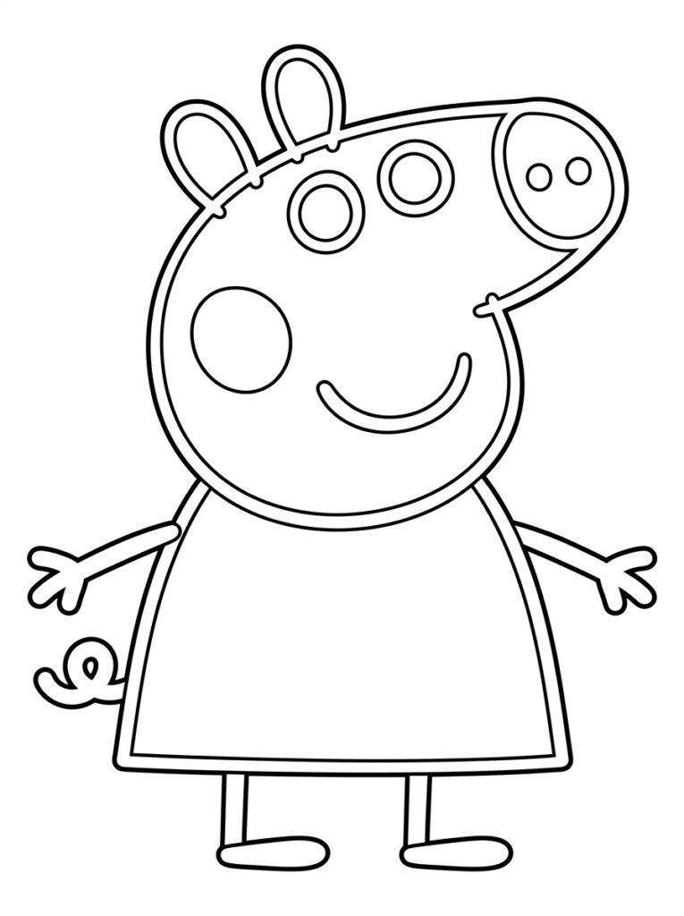 Peppa Pig glimlacht met gespreide armen
