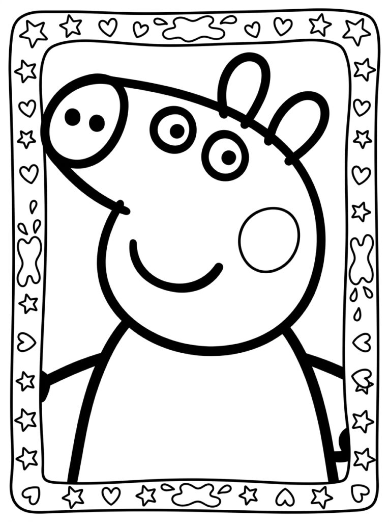 Peppa Pig binnen rand van sterren en harten