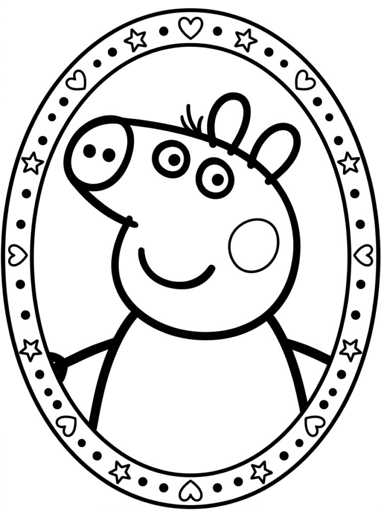 Peppa Pig in ovaal vol sterren en hartjes