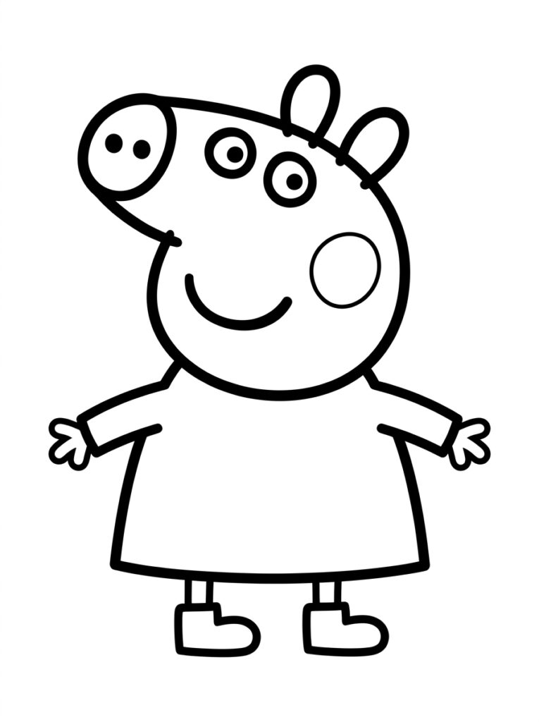 Peppa Pig staat met uitgestrekte armen