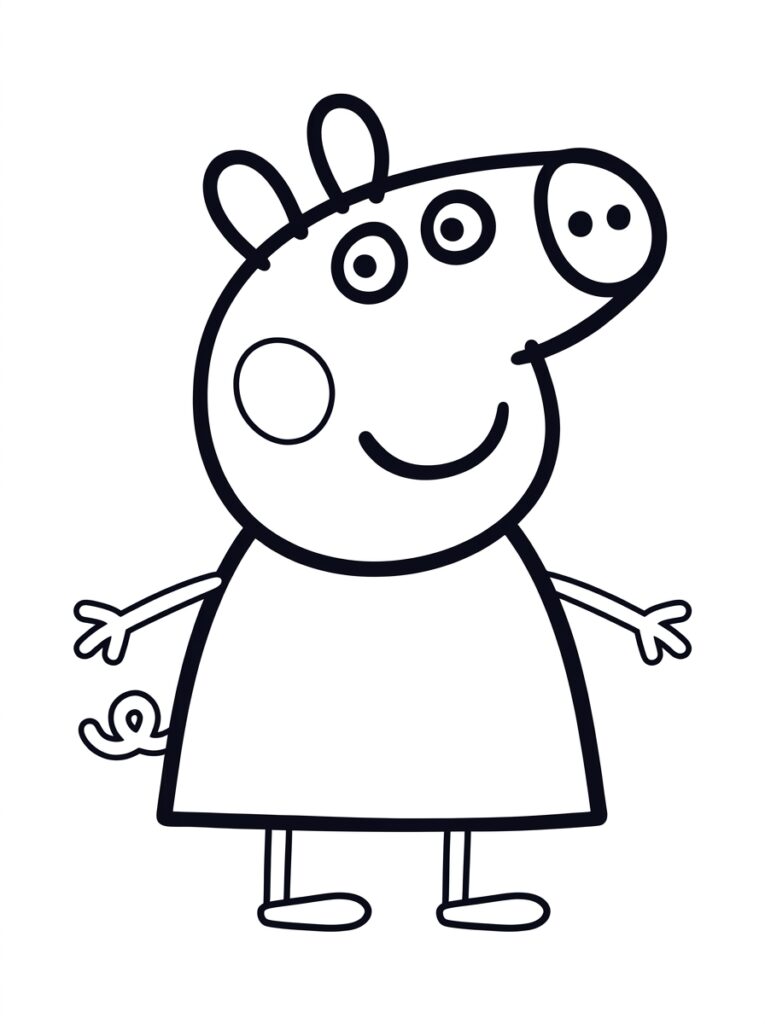 Peppa Pig met gespreide armen en glimlach