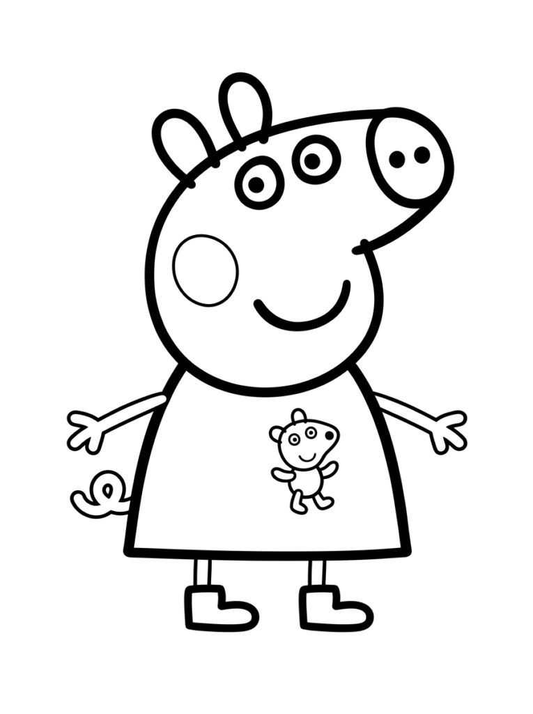 Peppa Pig met teddybeer op haar jurk