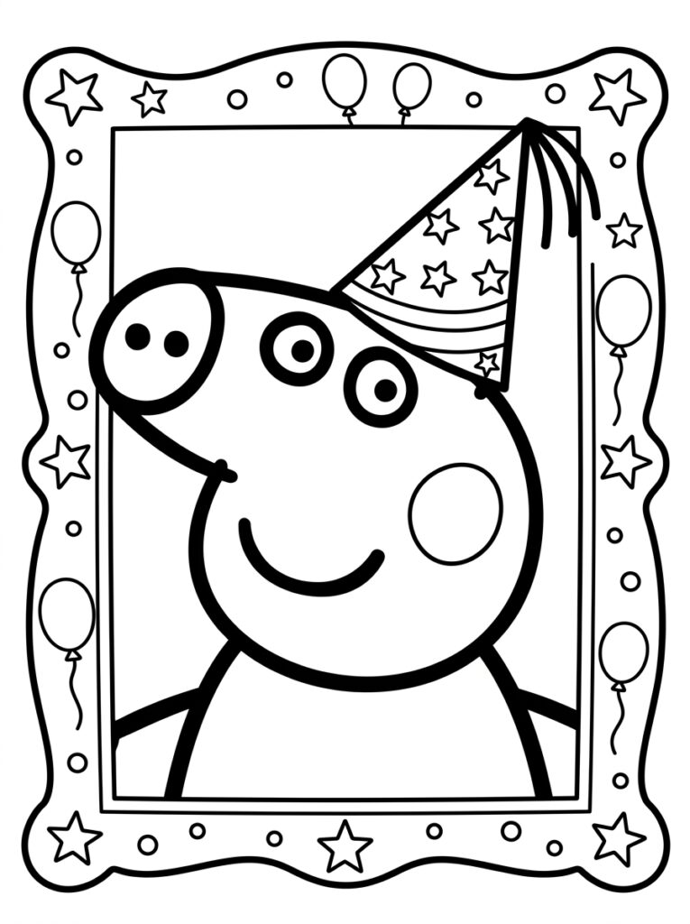 Peppa Pig met stermuts in versierde lijst
