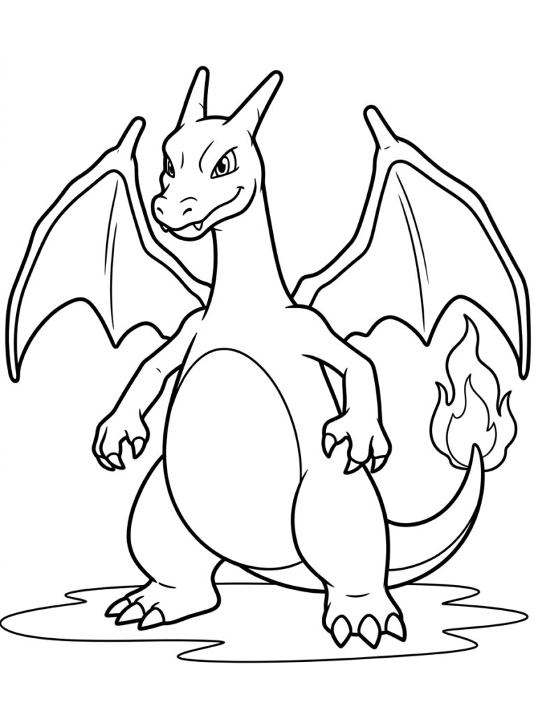 Charizard met gespreide vleugels en vlammende staart