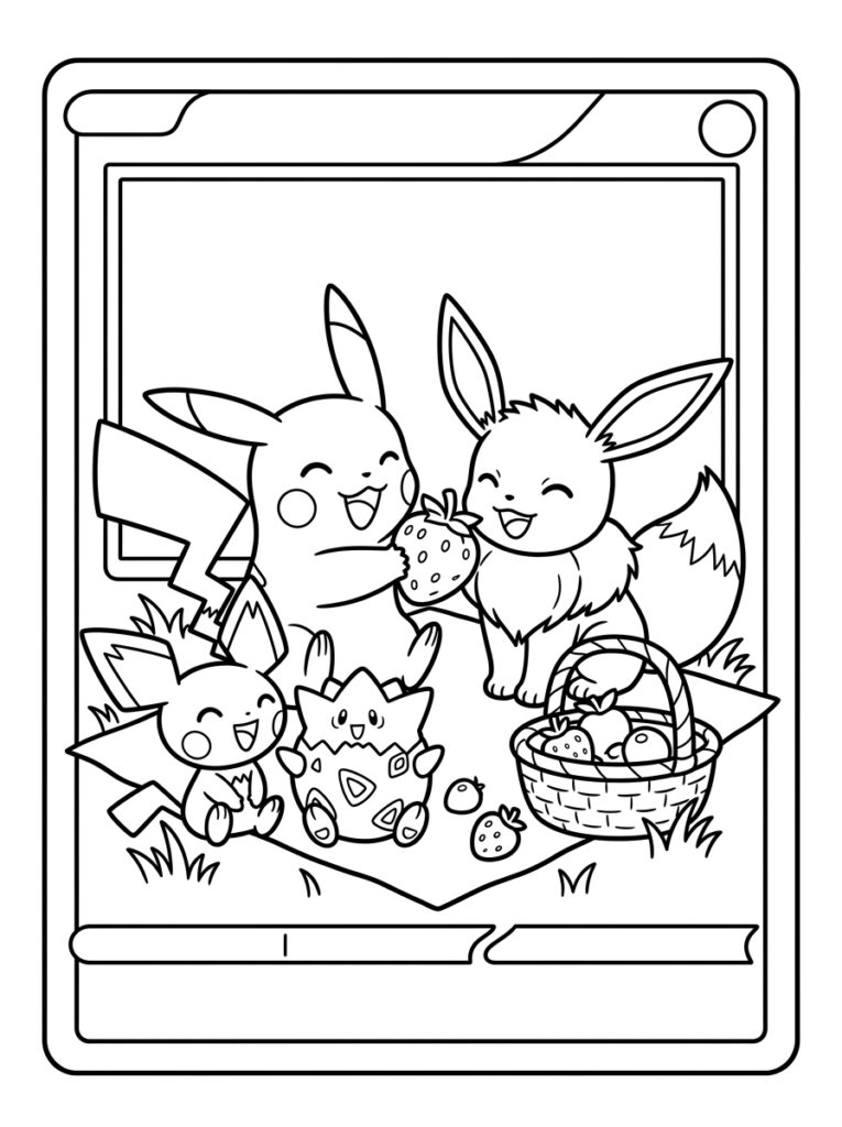 Pikachu en Eevee delen aardbei met Pichu Togepi