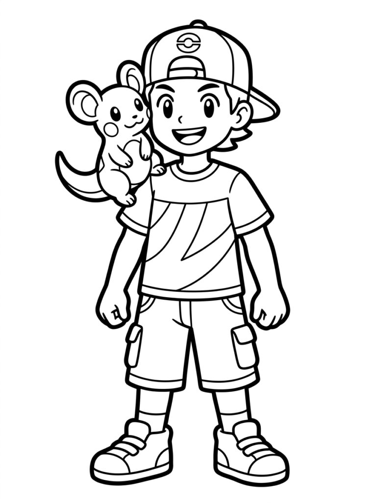 Jongen met kleine Pokémon op schouder