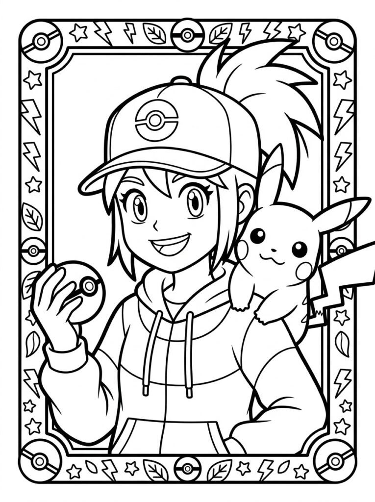 Meisje met pet en Pikachu houdt Pokéball vast