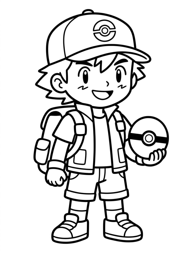 Jongen met rugzak en Pokéball in hand