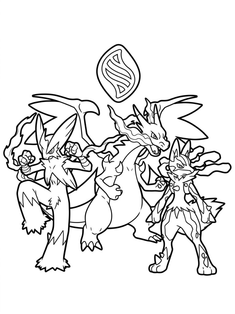 Mega Lucario, Mega Charizard en Mega Blaziken