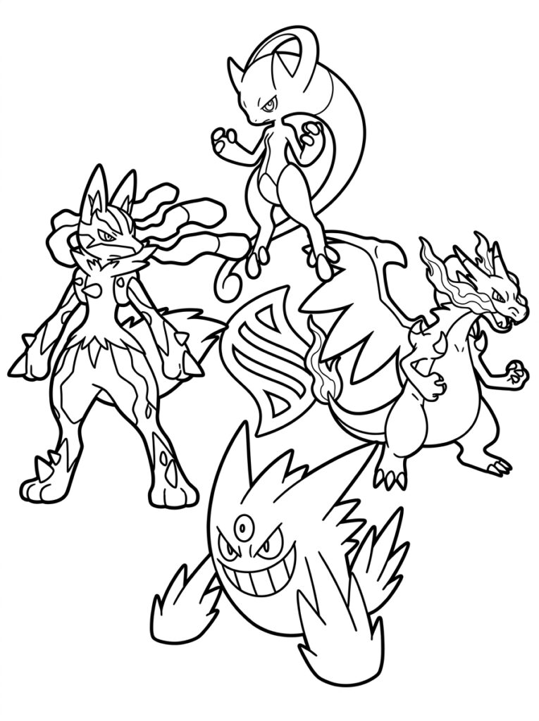 Mega Mewtwo, Mega Lucario, Mega Charizard en Mega Gengar