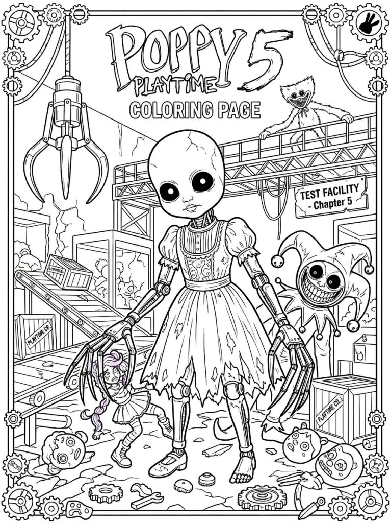 Poppy met mechanische klauwen en gescheurde jurk