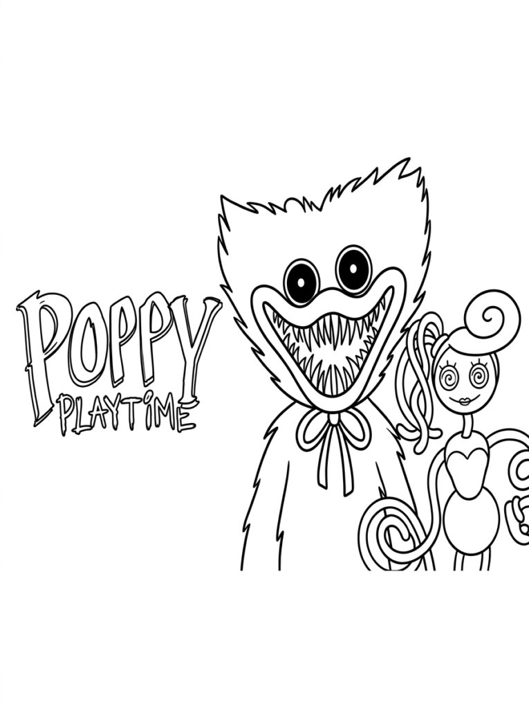 Huggy Wuggy naast kleine Poppy