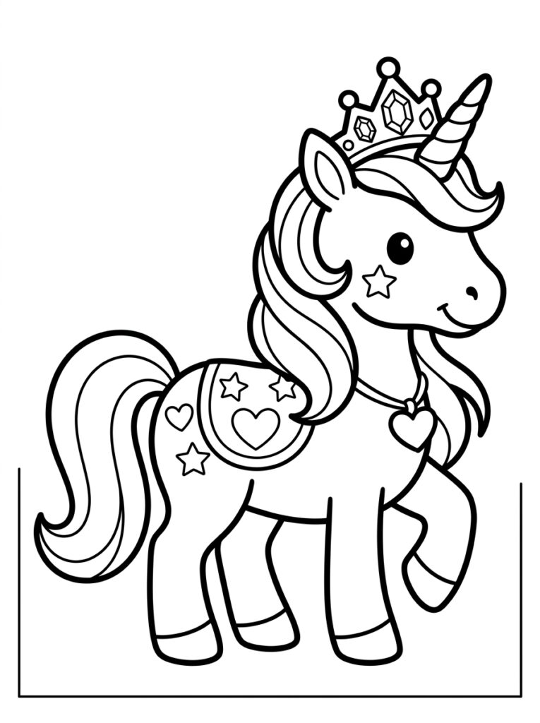 Prinses Eenhoorn met kroon en hartketting