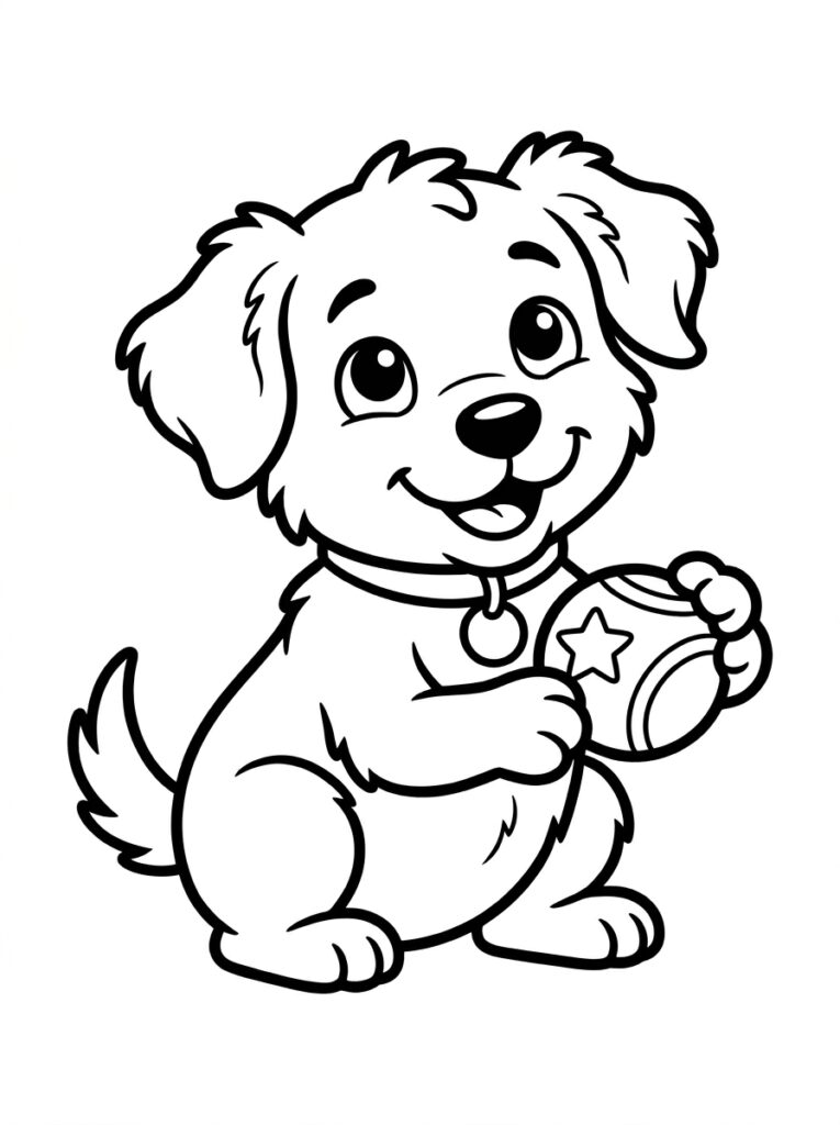 Puppy houdt bal met ster vast