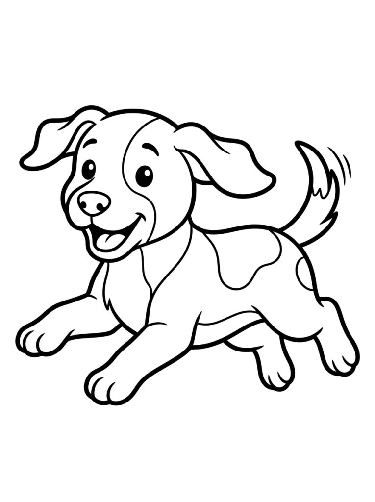 Puppy rent met tong uit bek