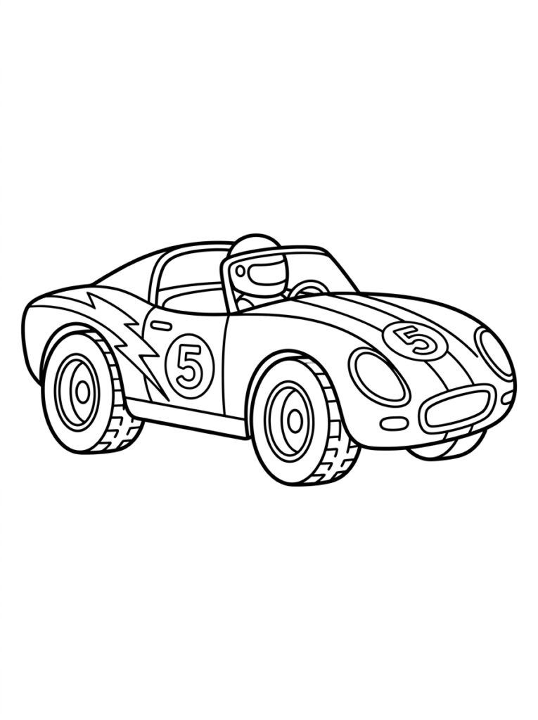 Open raceauto nummer vijf met coureur