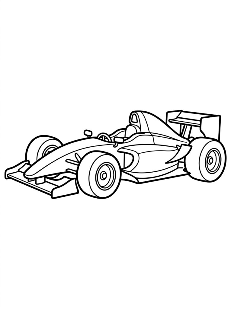 Formuleraceauto met open wielen en vleugels