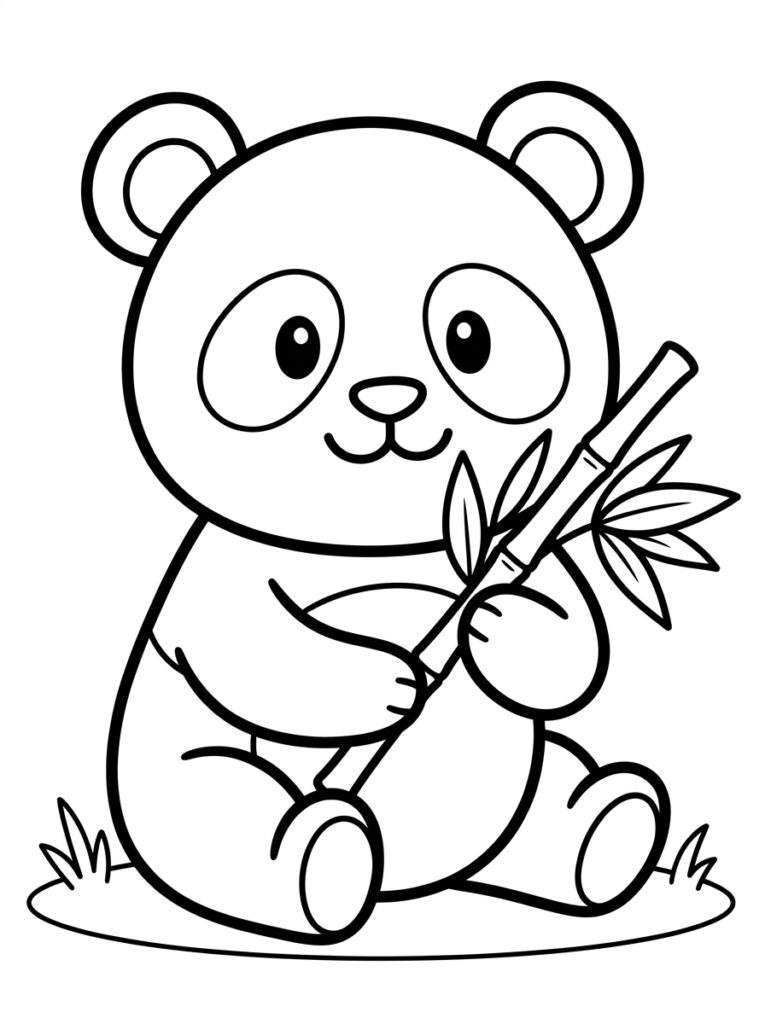Zittende panda houdt bamboe vast