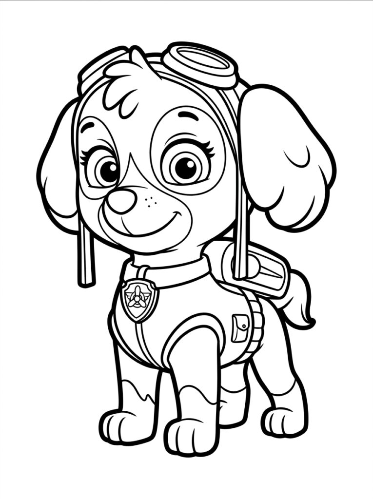 Skye met helm lach en pilotenuniform