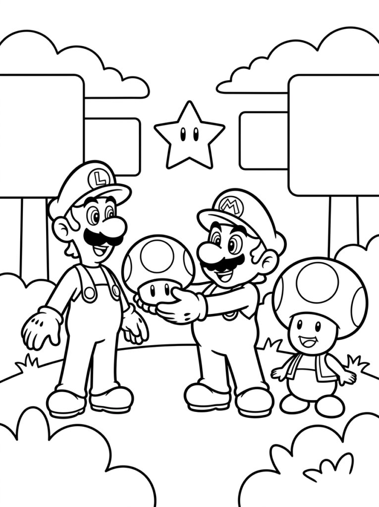 Mario en Luigi met Toad en ster