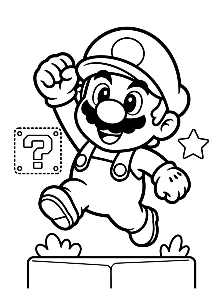Super Mario springt met vuist naast ster