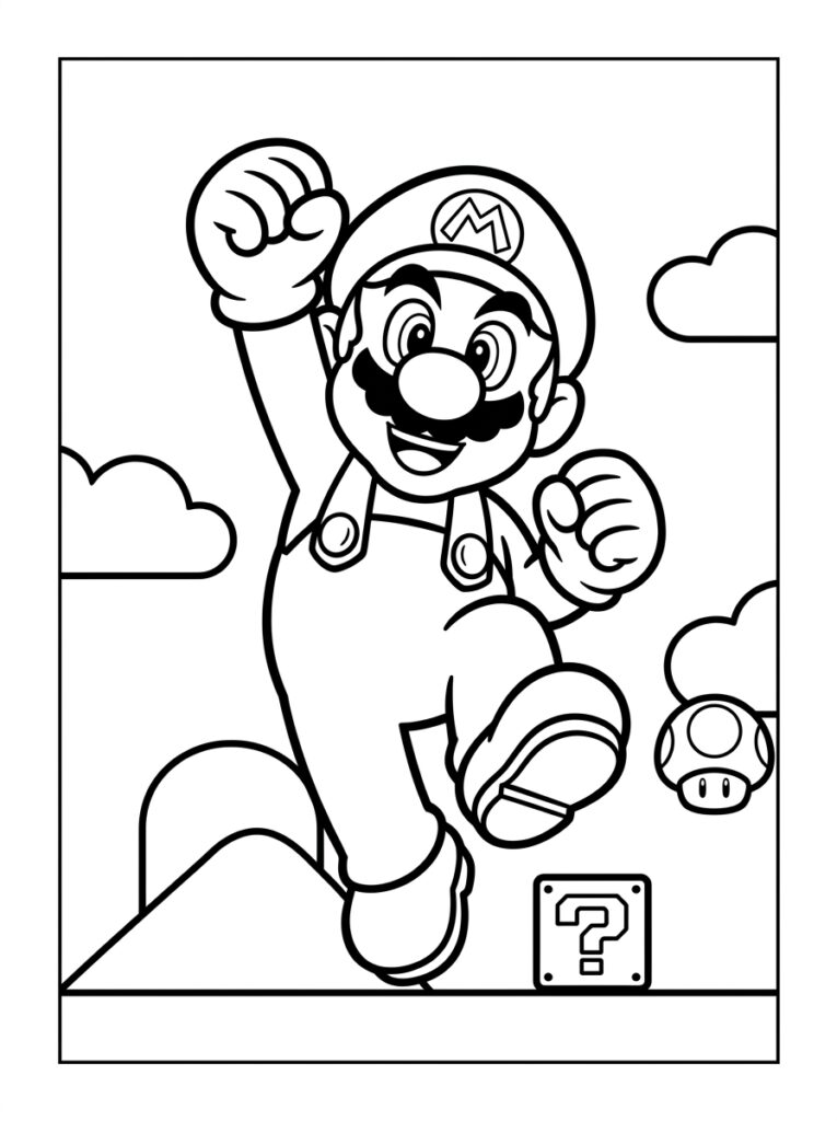 Super Mario springt met vuist in de lucht