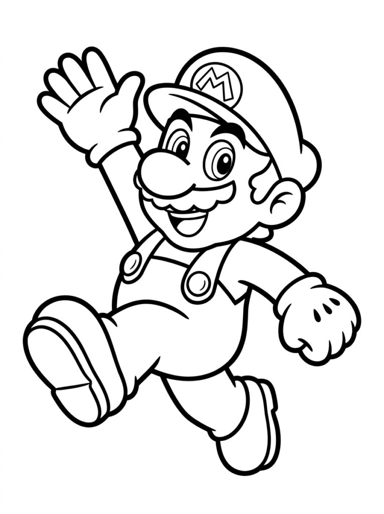 Mario springt lachend met opgeheven hand