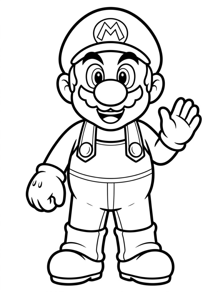 Super Mario zwaait met M op zijn pet