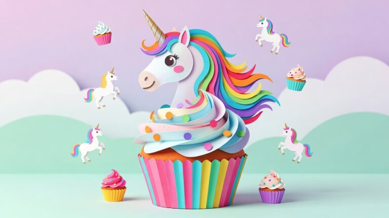 Unicorn Cupcake Kleurplaten om te printen