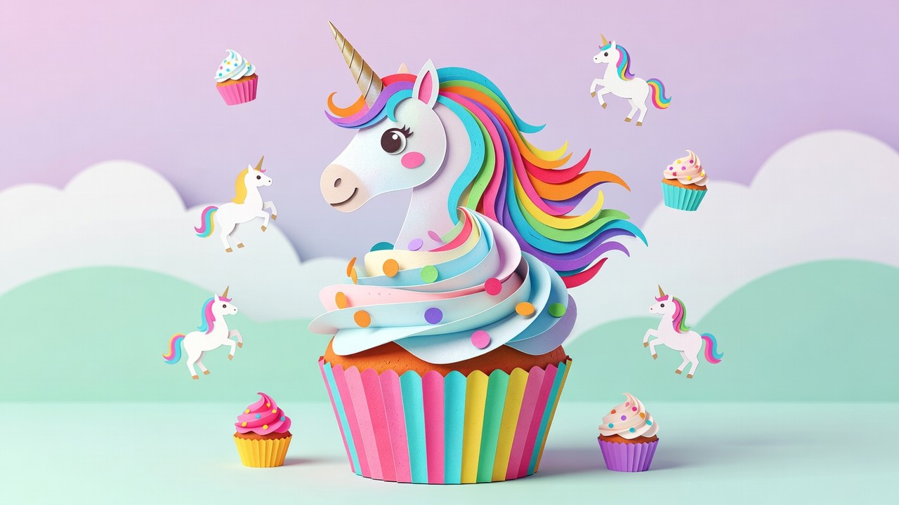Unicorn Cupcake Kleurplaten