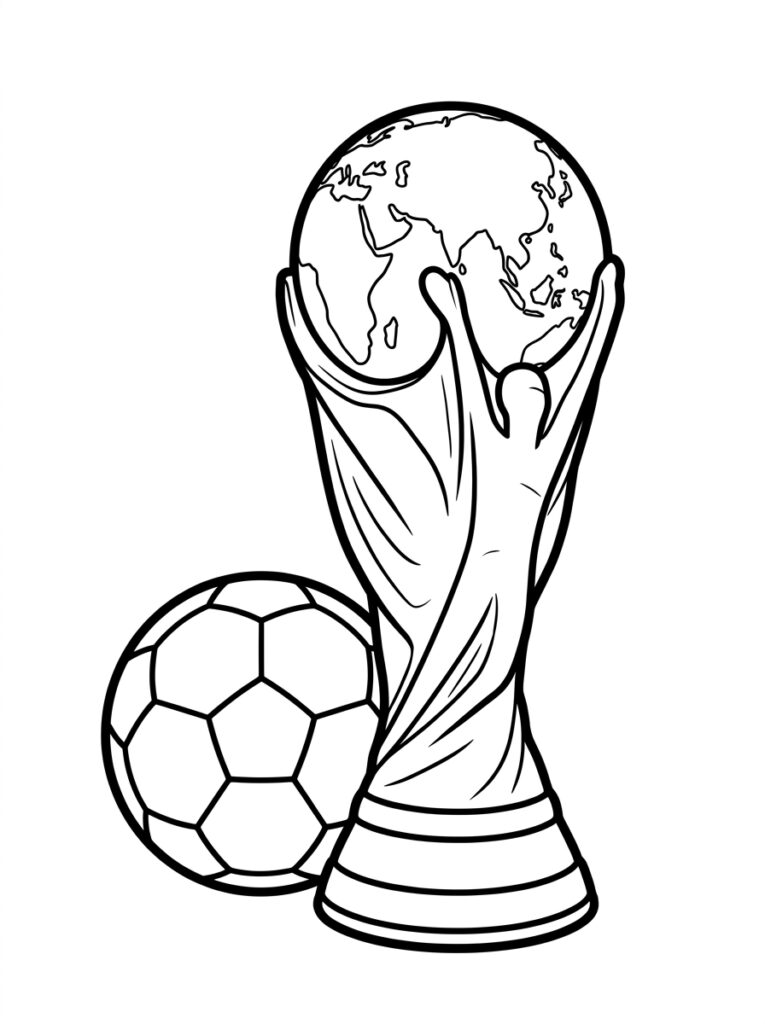 Wereldbeker trofee staat naast een voetbal
