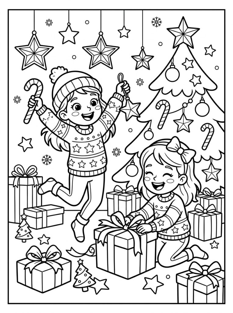 Zoete Zusjes met suikerstok en ster bij kerstcadeaus