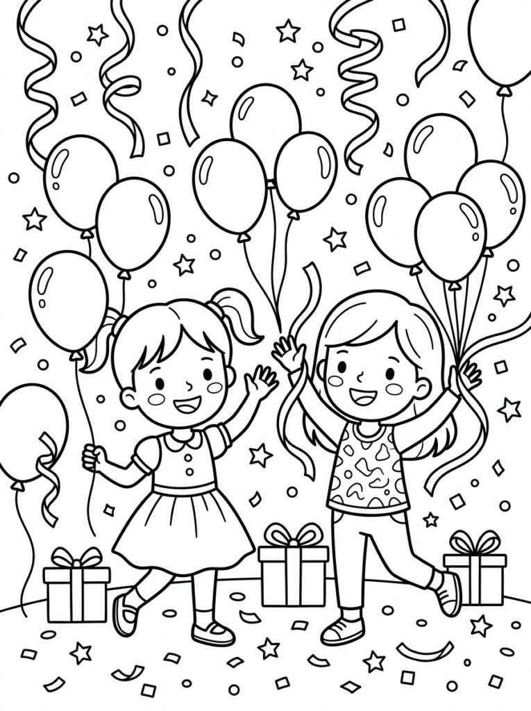 Twee Zoete Zusjes vieren feest met ballonnen en cadeaus