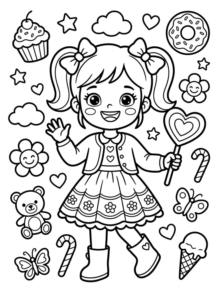 Zoete Zusje met hartlolly bij teddybeer