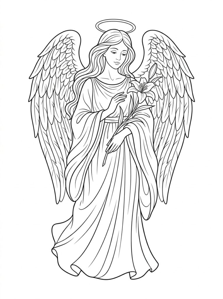 Angel Kleurplaten (Gratis PDF Printables) 12 - gratis kleurplaat om te printen