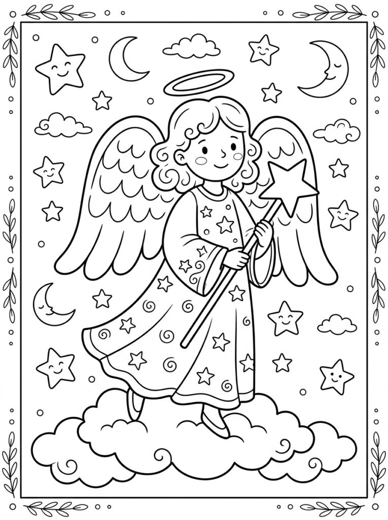 Angel Kleurplaten (Gratis PDF Printables) 15 - gratis kleurplaat om te printen