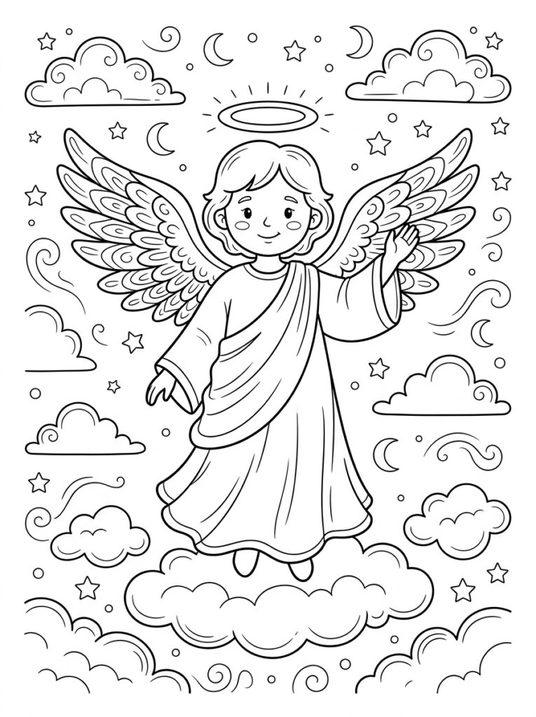 Angel Kleurplaten (Gratis PDF Printables) 16 - gratis kleurplaat om te printen