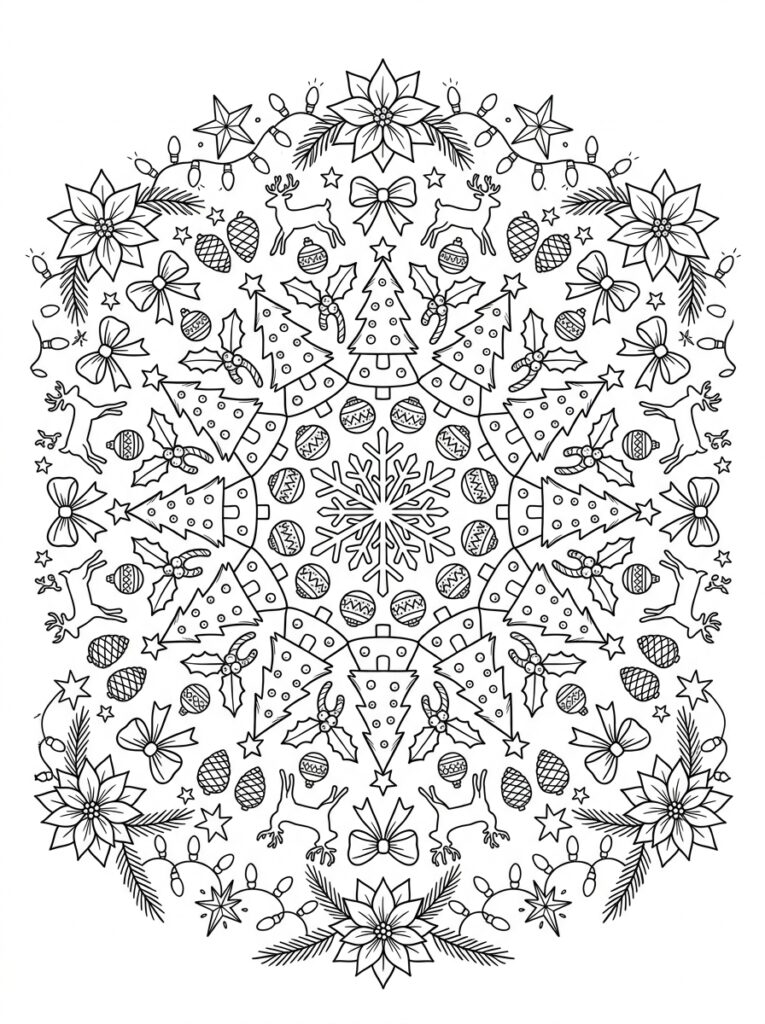 Kerst Mandala Kleurplaten (Gratis PDF Printables) 01 - gratis kleurplaat om te printen