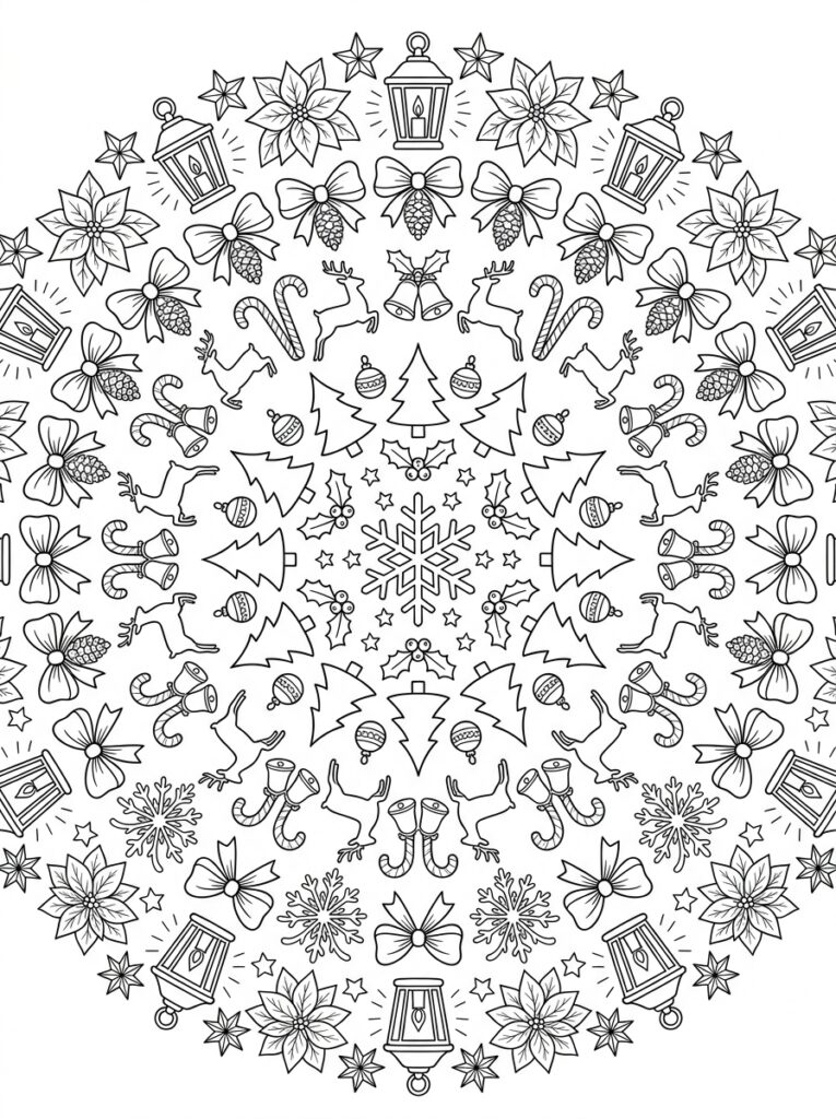 Kerst Mandala Kleurplaten (Gratis PDF Printables) 06 - gratis kleurplaat om te printen