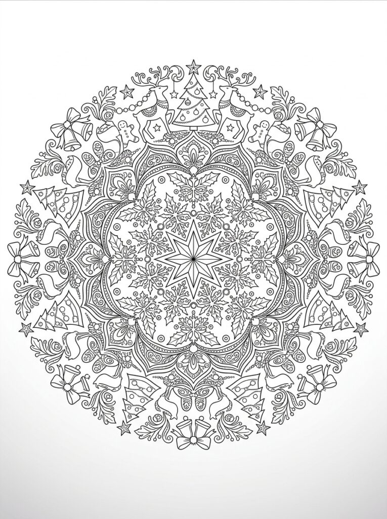 Kerst Mandala Kleurplaten (Gratis PDF Printables) 09 - gratis kleurplaat om te printen