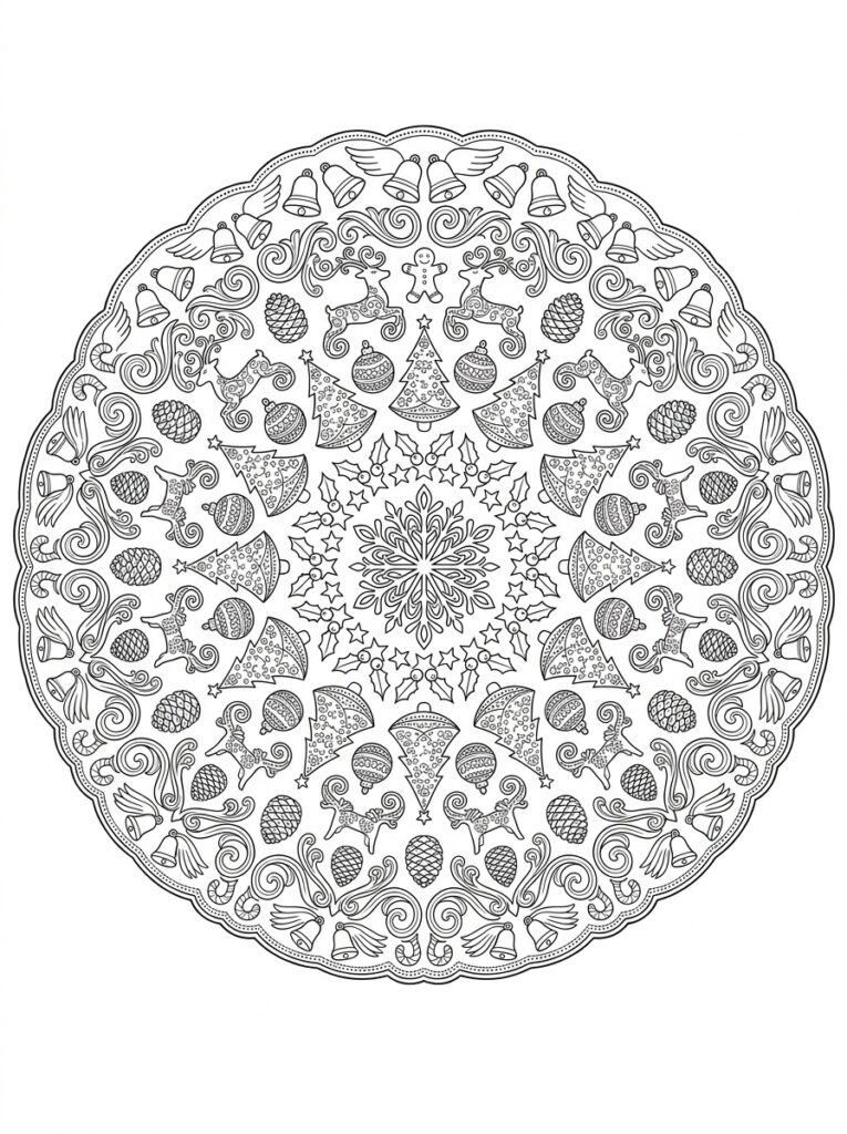 Kerst Mandala Kleurplaten (Gratis PDF Printables) 11 - gratis kleurplaat om te printen