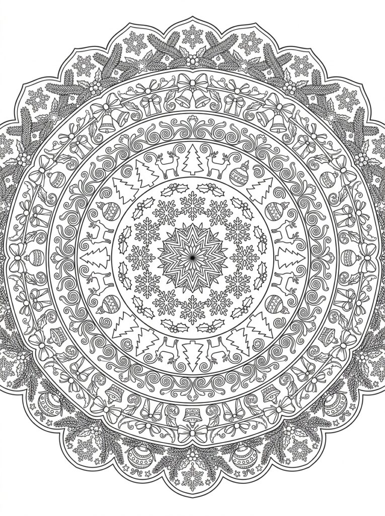 Kerst Mandala Kleurplaten (Gratis PDF Printables) 12 - gratis kleurplaat om te printen