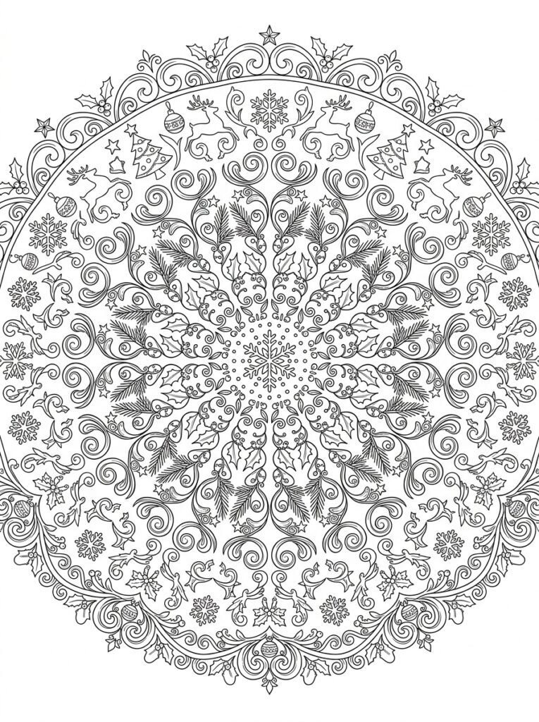 Kerst Mandala Kleurplaten (Gratis PDF Printables) 13 - gratis kleurplaat om te printen