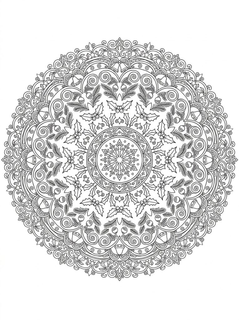Kerst Mandala Kleurplaten (Gratis PDF Printables) 15 - gratis kleurplaat om te printen